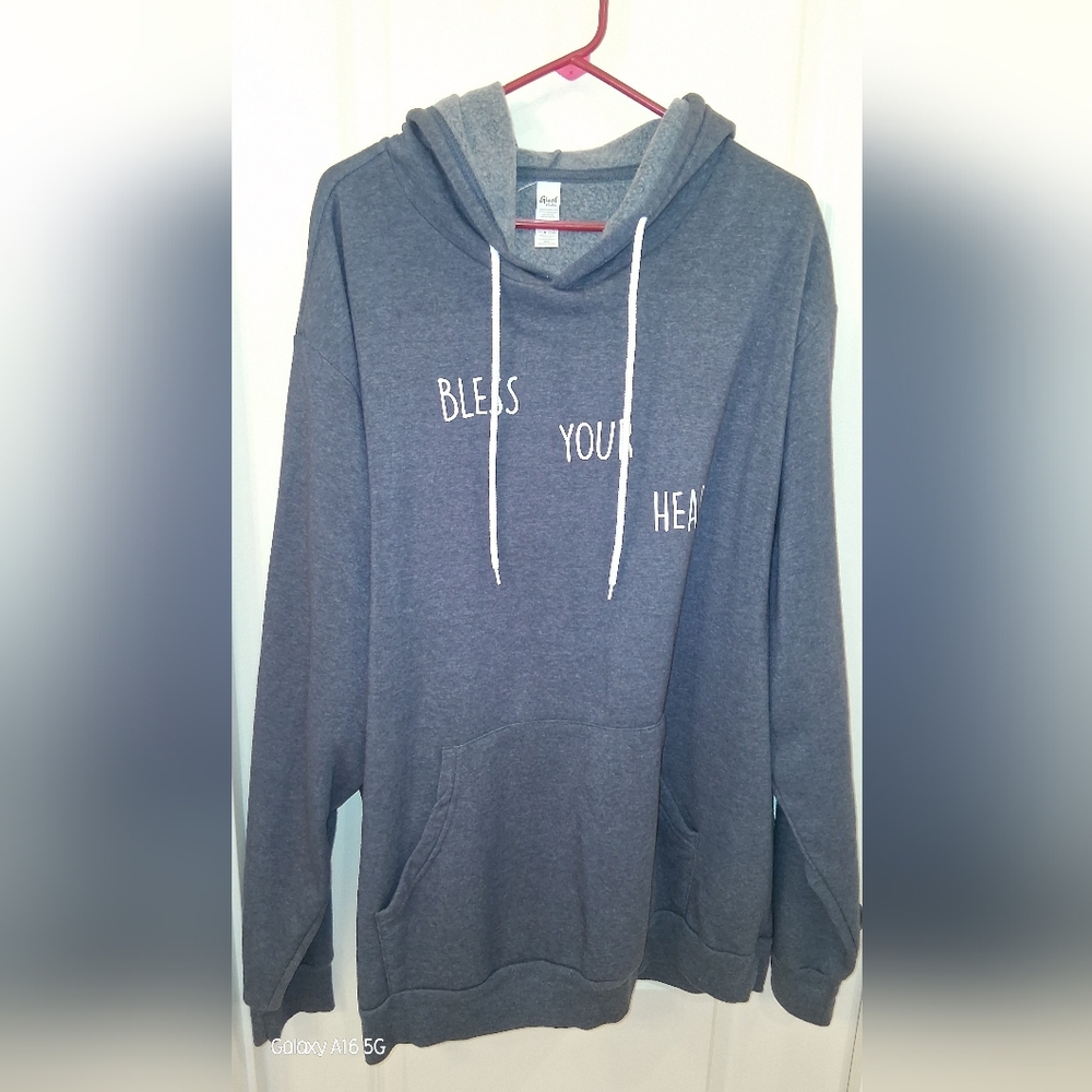'GIANT Hoodie' Gray Hooded Sweatshirt "Bless Your Heart"